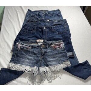 Denim Bundle Lot 4 Pc  3 Shorts 1 Pair Of Jeans Size 6 Dark & Medium Wash  BL